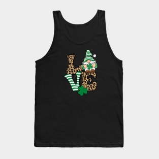 Love St. Patrick's Day Gnome Leopard Print Tank Top